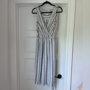 Striped Linen Jumpsuit with Tie Waist